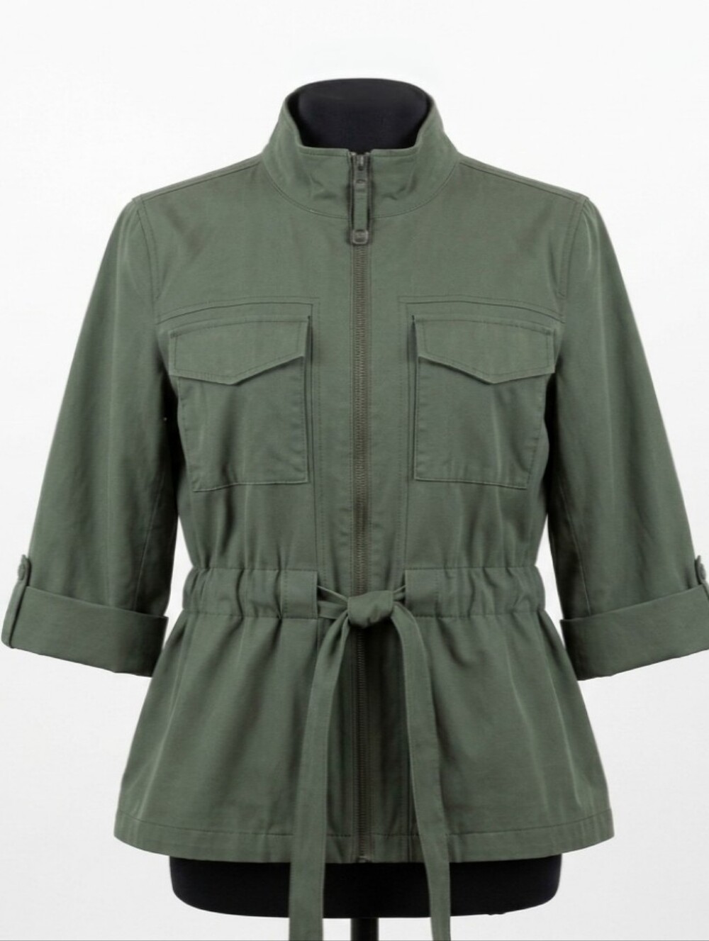 Olive Utility Tie-Waist Jacket 100% Cotton